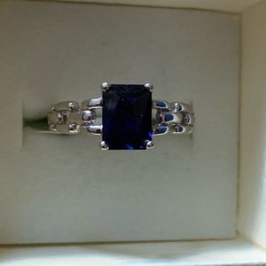 Peora Blue Sapphire 2 Carat Sterling Silver Ring 4
